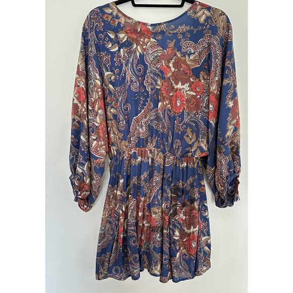 Free People High Plains Tunic Dress Size Small Blue Vintage Floral Print Boho - Picture 12 of 15